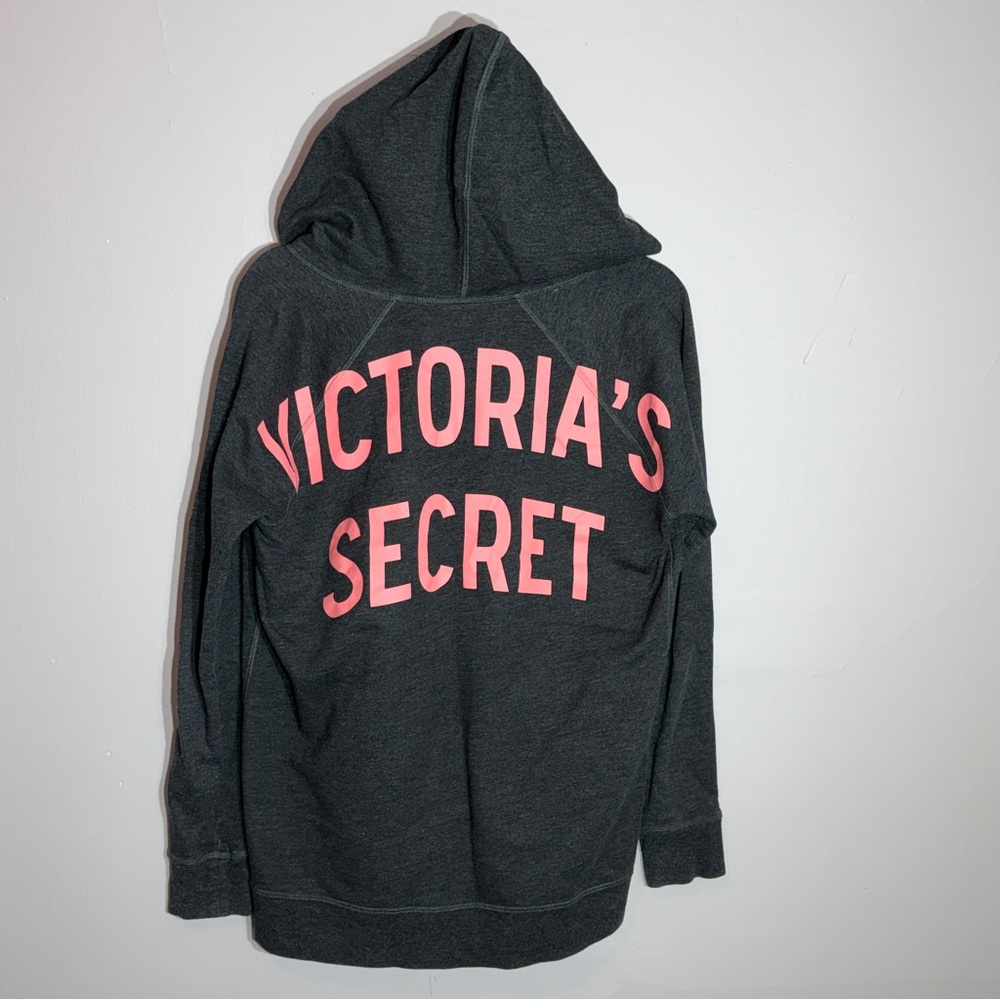VS Victoria’s Secret Gray Hoodie Pullover Pink Logo Size M